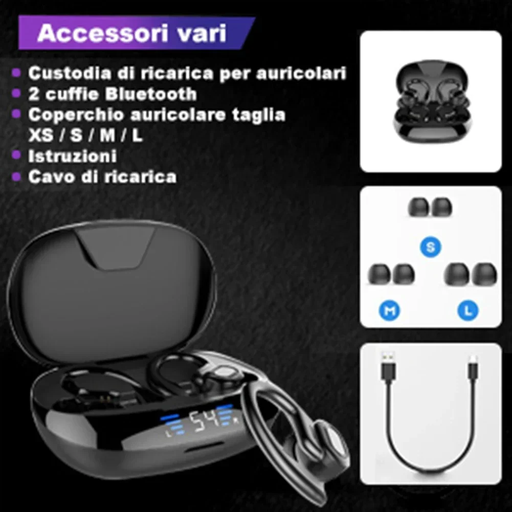 VV2 TWS Bluetooth Earphones With Microphones Sports Wireless Waterproof Earphones 5.0 Charging Compartment Ear-hook Earphones