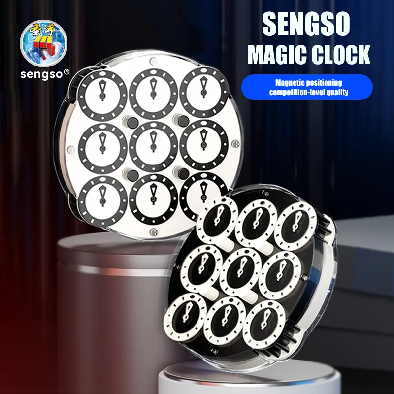 

SENGSO New Product Magnetic Positioning Magico Clock Cubo Transparent Blue ABS Profissional Magic Clock Intelligence Gear Toys