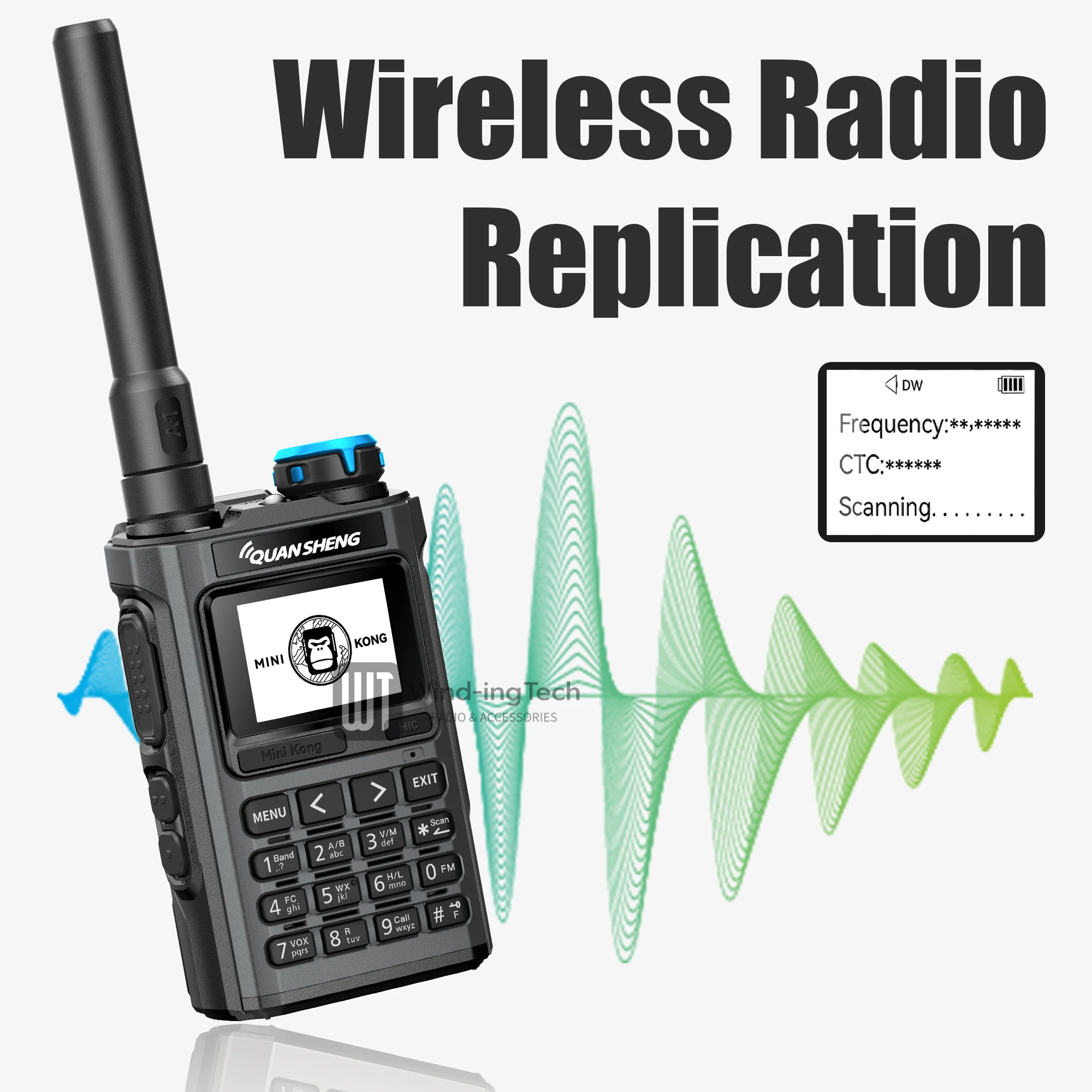 Quansheng UV-K1 Walkie Talkie Mini Kong 2MB Memory 1400/2500mAh AM/FM VHF/UHF Multi-Band Type-C Program NOAA Ham Two Way Radio