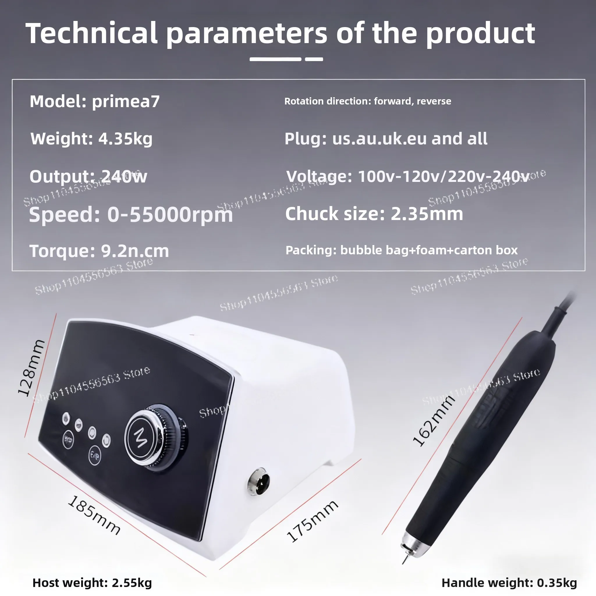 

Prime Sense A7 Стоматологический бесщеточный микромотор Стоматологическое лабораторное оборудование Fue Микромоторная шлифовальная машина Стоматологическая полировальная машина