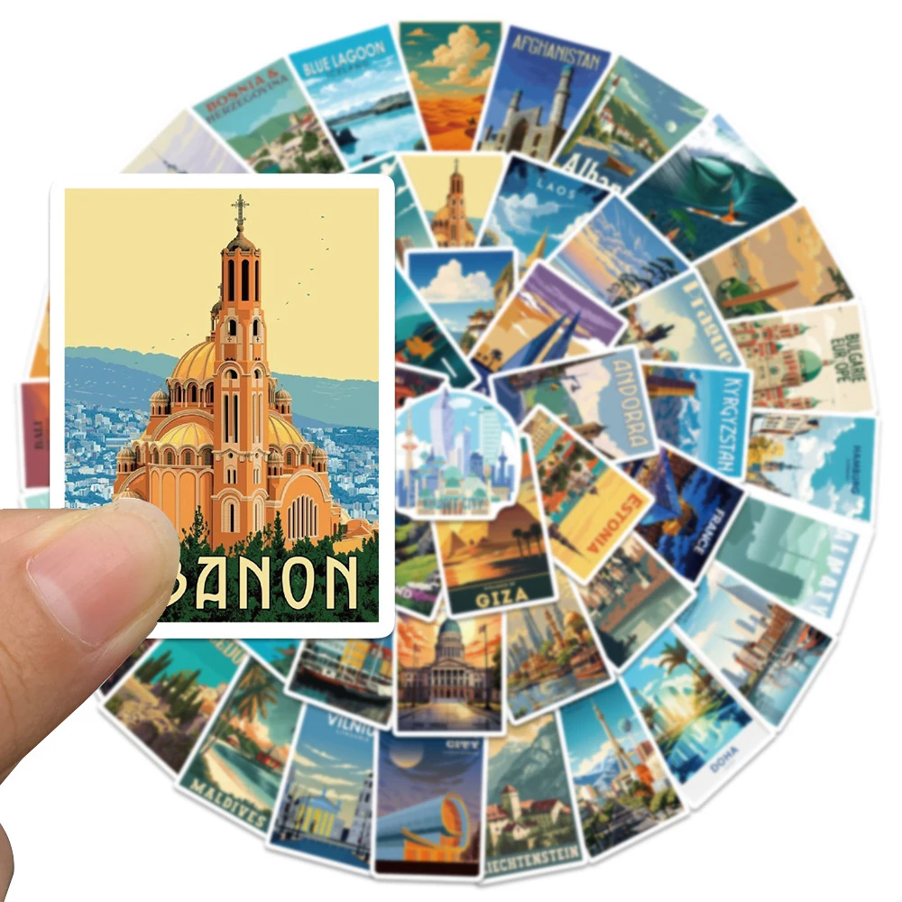 

10/30/50/100pcs World Famous Building Stickers Aesthetic City Landmark Decal DIY Phone Bike Suitcase Waterproof Graffiti Sticker