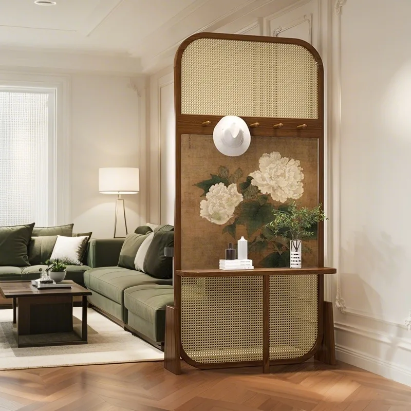 French retro home screen partition living room solid wood facing door shelf porch mobile home door occlusion