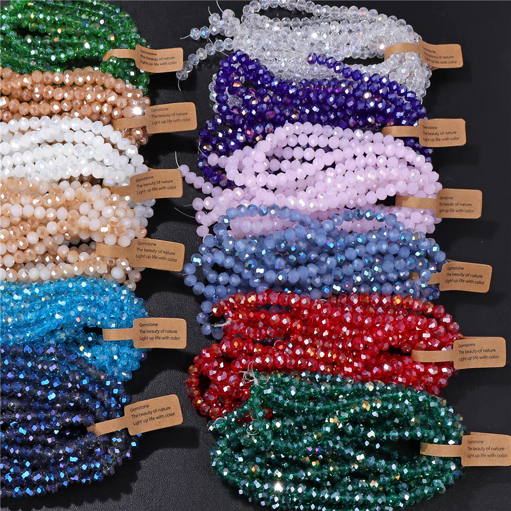 4x6mm/5x8mm Crystal Beads AB Multicolor Rondelle Glass Loose Spacer Beads for DIY Bracelet Jewelry Making Accessries Wholesale