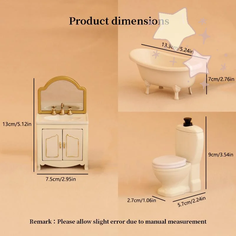 [TJ] 1/12 casa de muñecas simulación bañera inodoro lavabo gabinete modelo para muebles de baño decoración accesorios para casa de muñecas