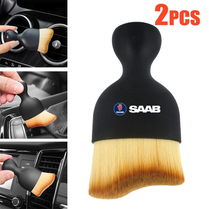 Cepillo de limpieza para rejilla de ventilación de coche, 2 piezas, suave, para polvo de hendidura Interior de coche, para Saab Scani 93 94 95 99 900S 9000 Hirsch 93X 94X 95X Aero