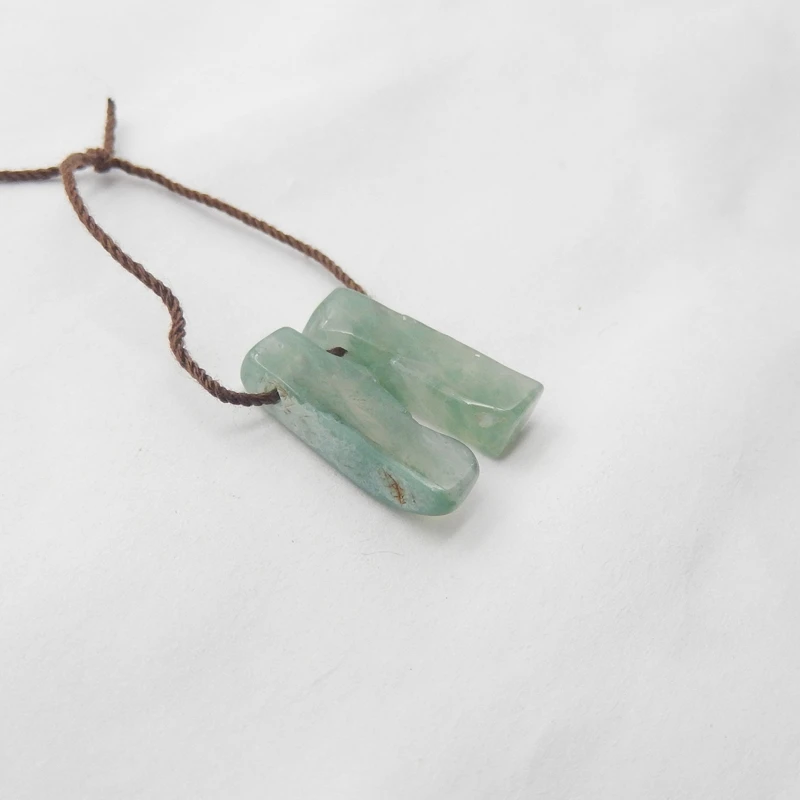 Natural Green Chalcedony Earring Beads 20x7x5mm 2.4g Women's DIY Jewelry Making Supplies Gemstone Beauty Birthday Gift