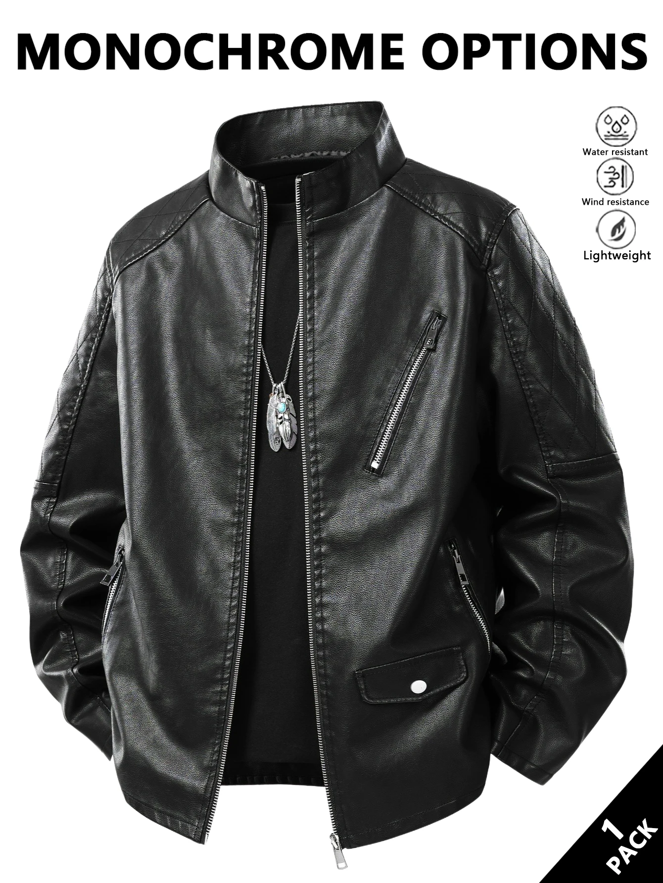 

Men's Leather Jacket, Durable and Stylish, Versatile for Workplace Light Business, Everyday Shopping, Weekend Trips, Commuting, Casual Gatherings, and Short Vacations