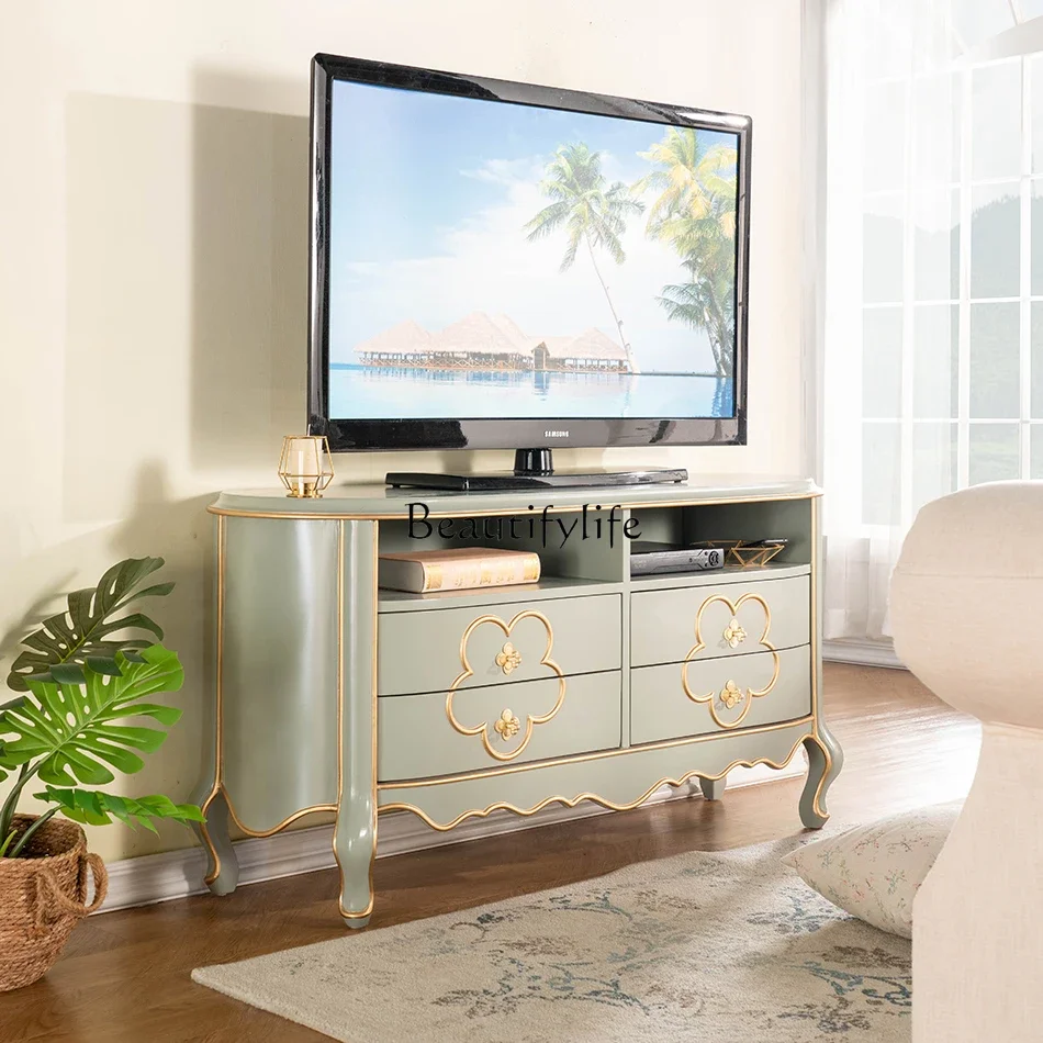 

ld25 Light luxury small apartment living room TV cabinet solid color background wall cabinet