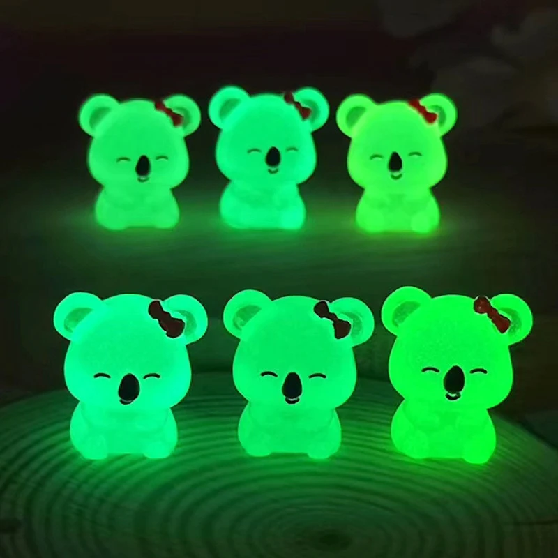 1PC Luminous Koala Miniature Figurines Fairy Garden Decoration Cute Koala Home Decor Glow At Night Desk Ornaments