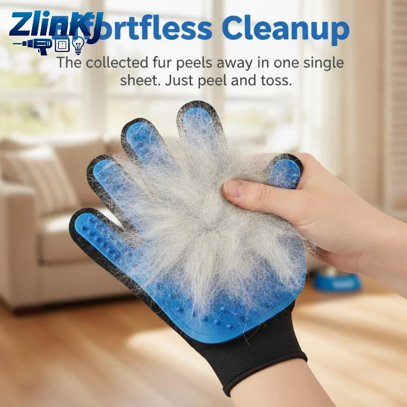 1 PCS Pet Grooming Deshedding Glove With Soft Rubber Bristles For Cats Dogs
