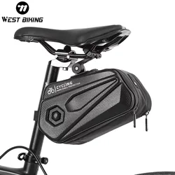 WEST BIKING Bicycle Tail Bag 2.6L Capacity Reflective Cycling Saddle Bag Waterproof Hard Shell Pouch MTB Road Bike Accessories