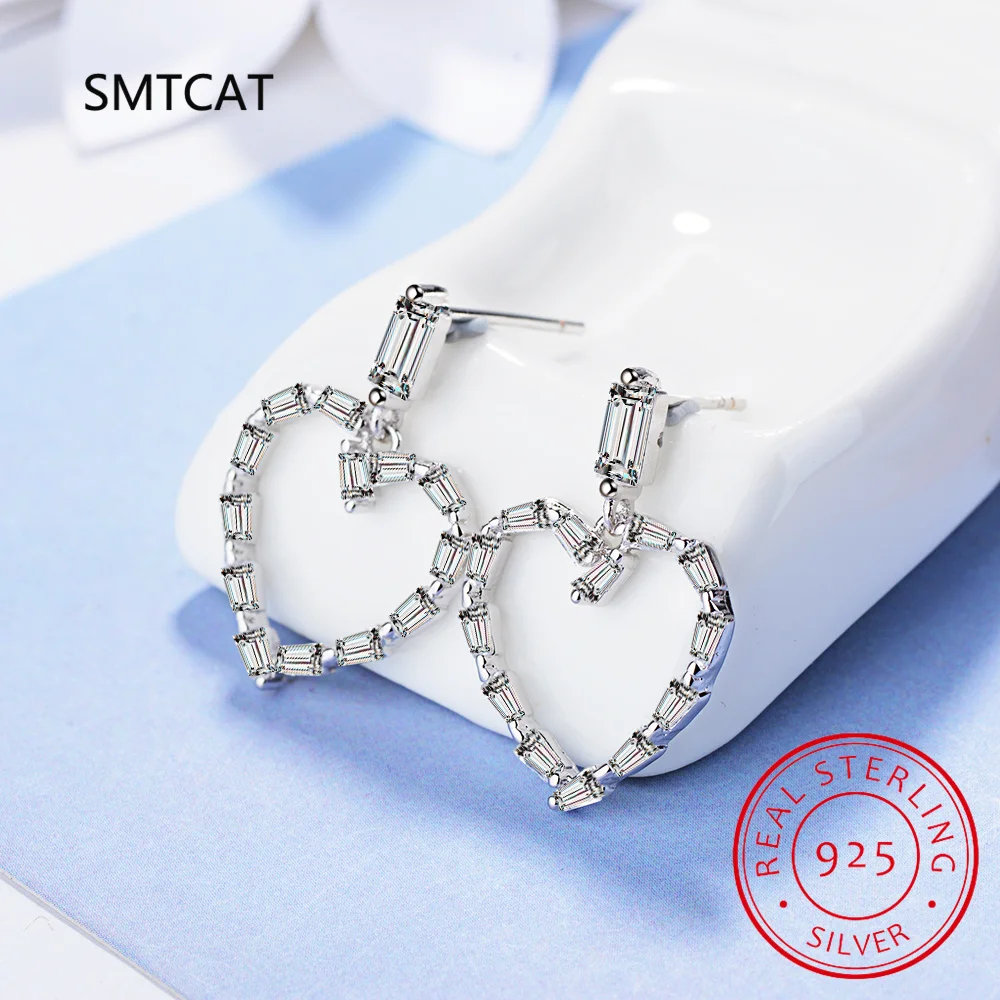 0.5/1cttw Heart Moissanite Stud Earrings for Women D Color Full Diamond Top Quality S925 Sterling Silver Wedding Jewelry