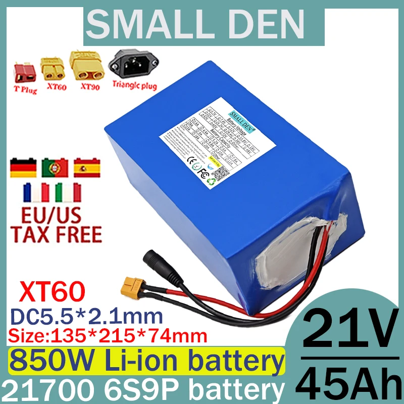 21700 6S9P 21V 45Ah lithium battery pack 0-850W high-power built-in 40A BMS 45000mAh high-capacity power supply camping