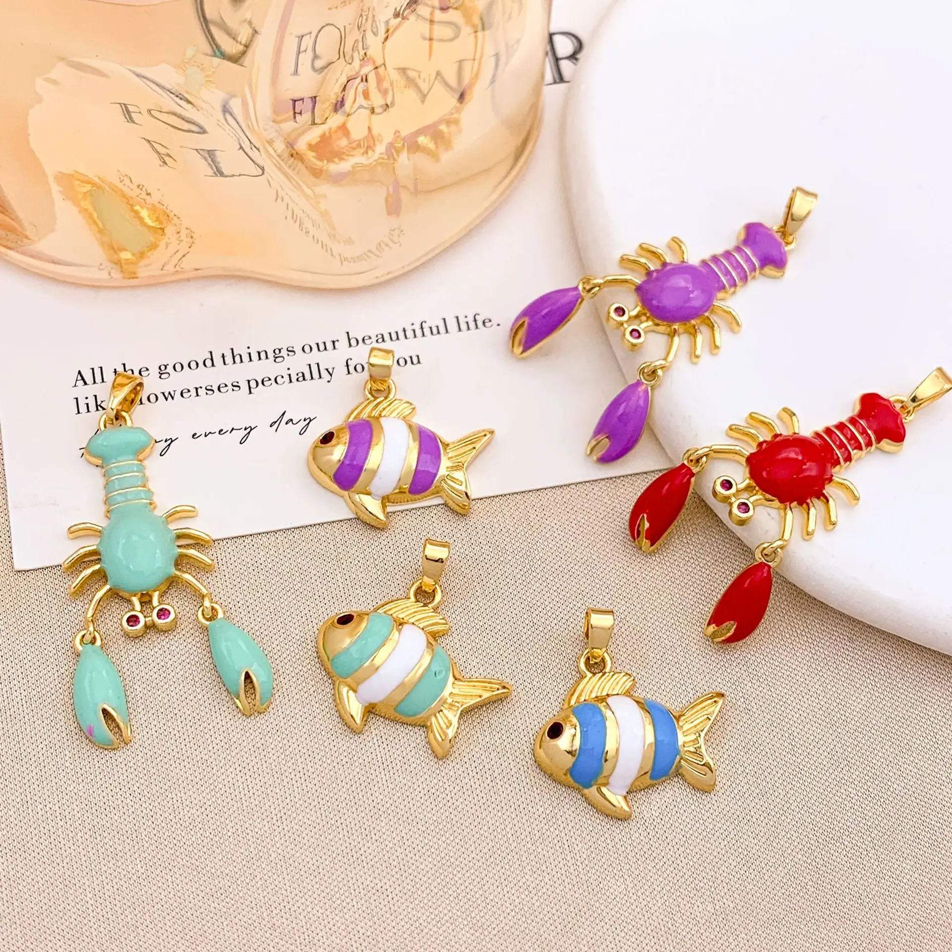 

1Pcs New Ocean Series DIY Jewelry Accessories Cute Cartoon Oil Drip Pendant Fashion Versatile Accessories
