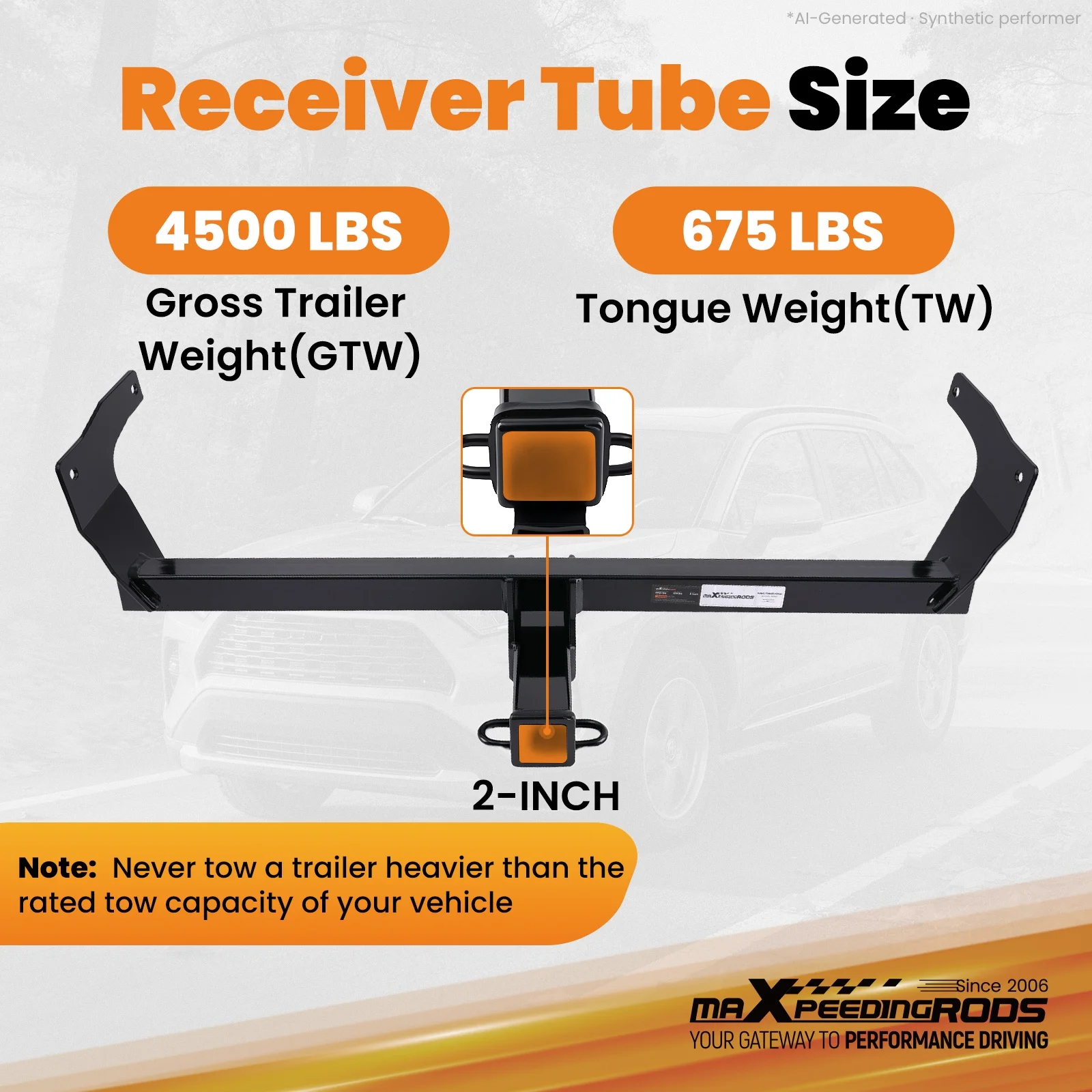 2in Hitch Receiver Class 3 for Toyota RAV4 for Lexus NX350h/NX450h+ 2019-26