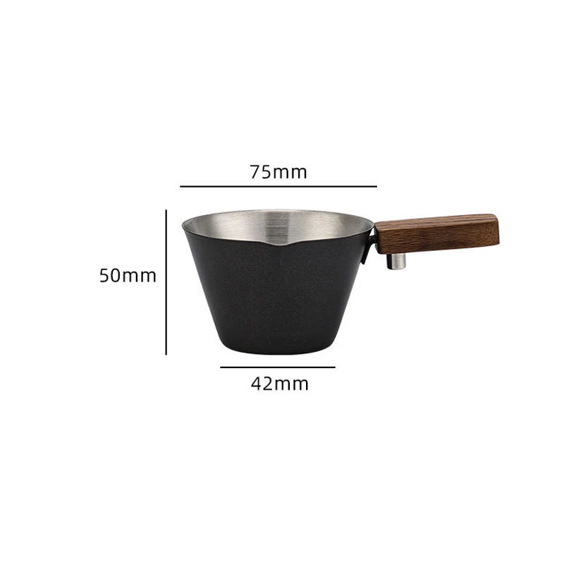 120ML Espresso Measuring Cup with Scale Stainless Steel Coffee Pouring Cup with Wood Handle Thicken Coffee Cup Barista Tool