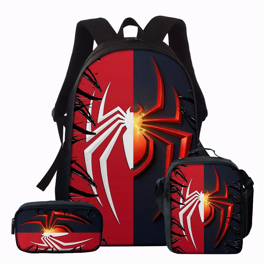 3PCS Spider Print Backpack Set | Large Capacity Casual Backpack with Matching Clutch & Tote Bag, Perfect for Daily Use