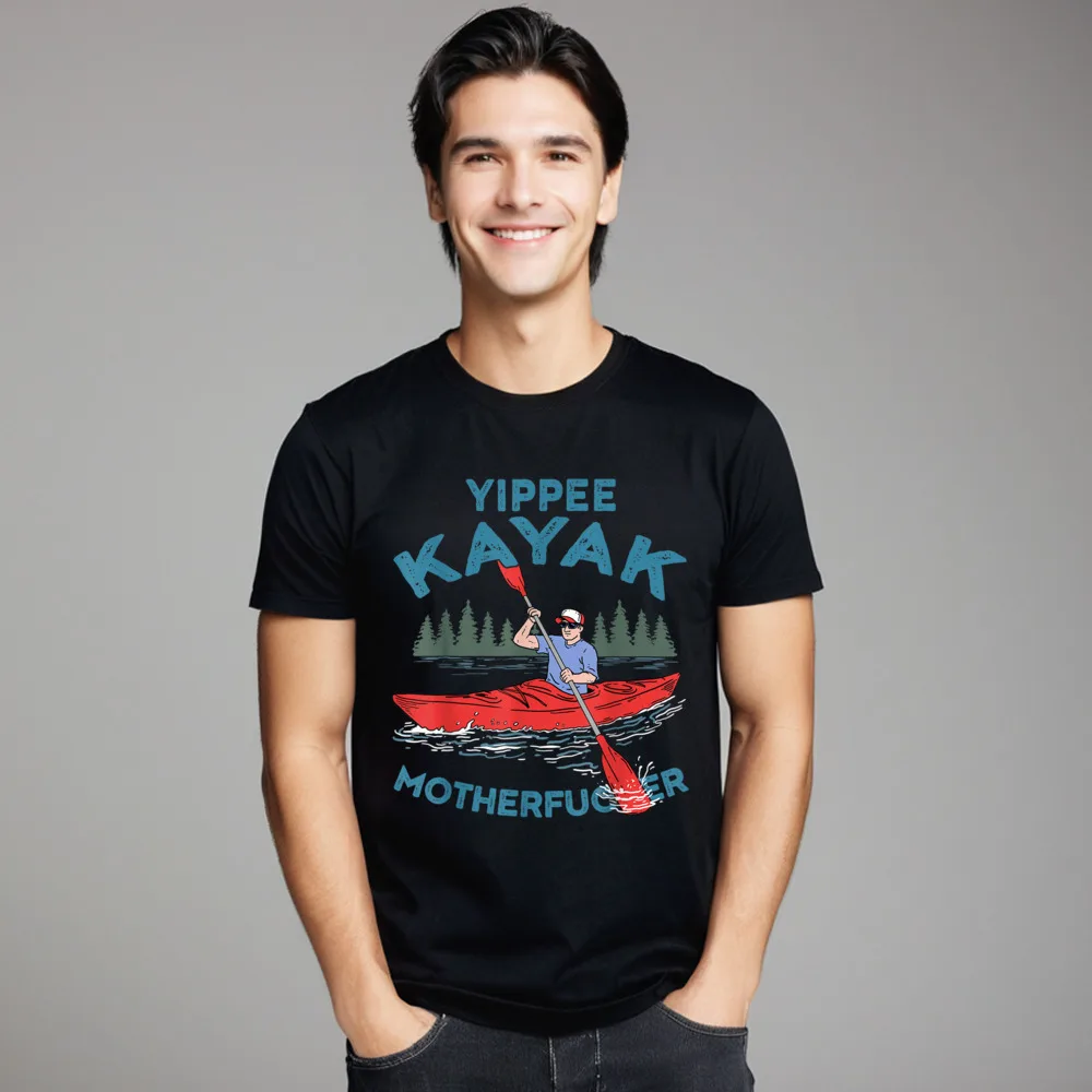 Casual Funny Kayak Shirt Yippee Kayak Mens T Shirt Special Labor Day Short Sleeve O-Neck 100% Cotton Tops Tees Tops T Shirt