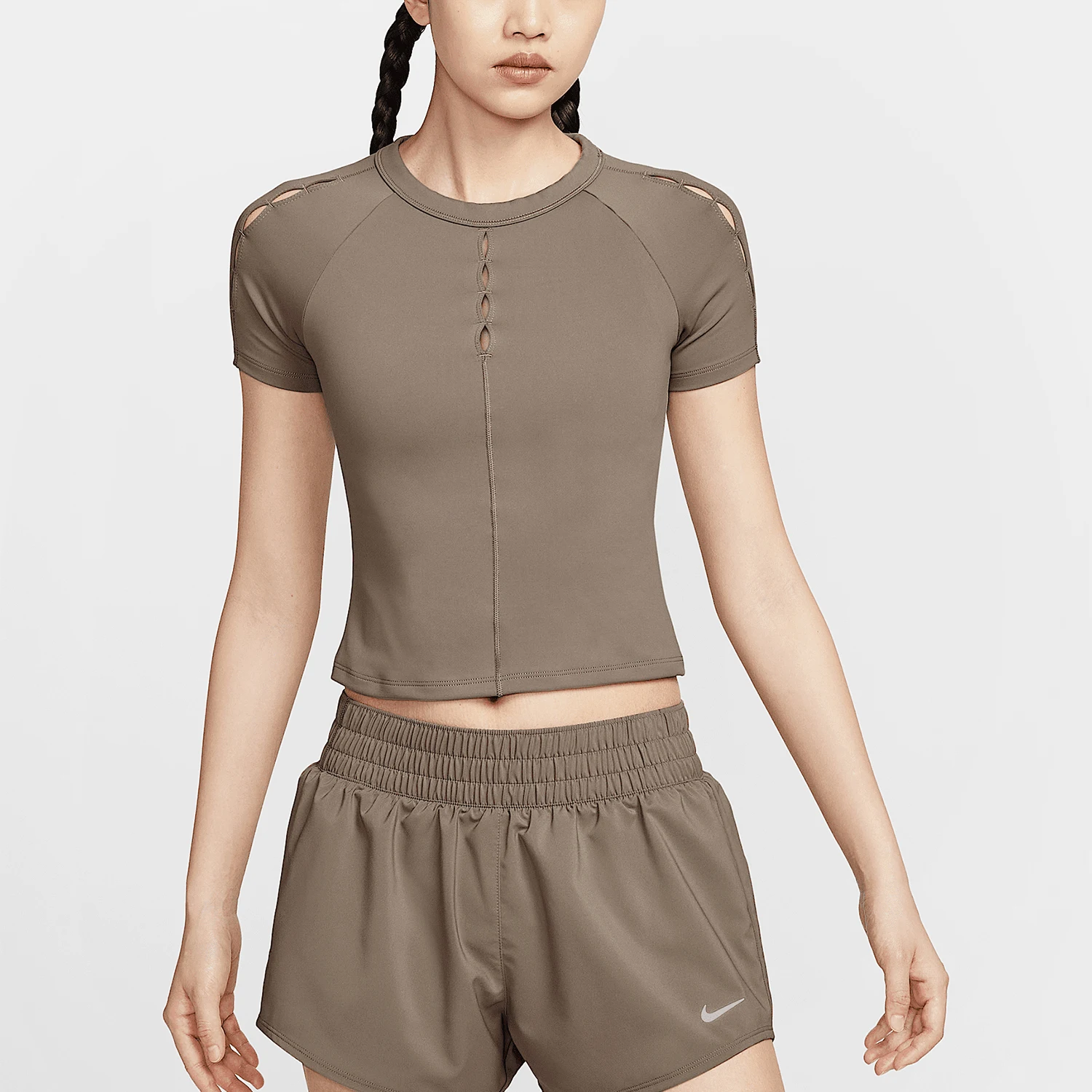 

Nike Genuine Dri-FIT Women's Slim-fit Breathable Shorts & T-Shirt Set HQ0249-214