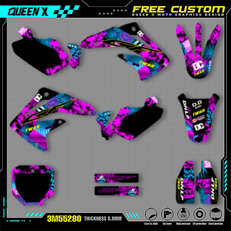 

QUEEN X MOTO, новый стиль, индивидуальная командная графическая наклейка, комплект наклеек для HONDA 2003, 2004, 2005, 2006, 2007, 2008-2012 CR85 006