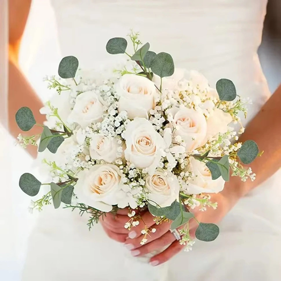 

Artificial Eucalyptu Leaves Stems Eucalipto Branche Carrying Christmas Floral Bouquets Wedding Holiday Greenery Home Yard Decora