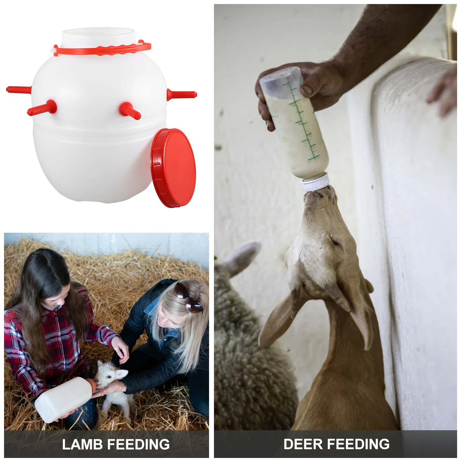 

8L Silicone Lamb Feeding Bottle High Temperature Resistant Milk Container for Lamb Goat Pig Sheep Mule Horse Dog 8 Nipple