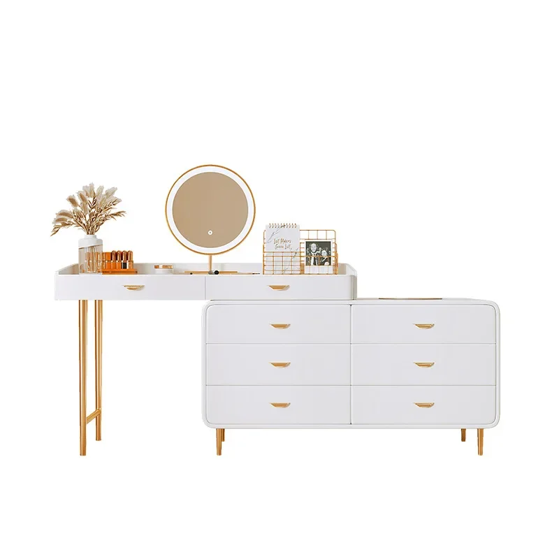 

Internet celebrity cream wind slate dresser bedside bucket cabinet integrated retractable corner