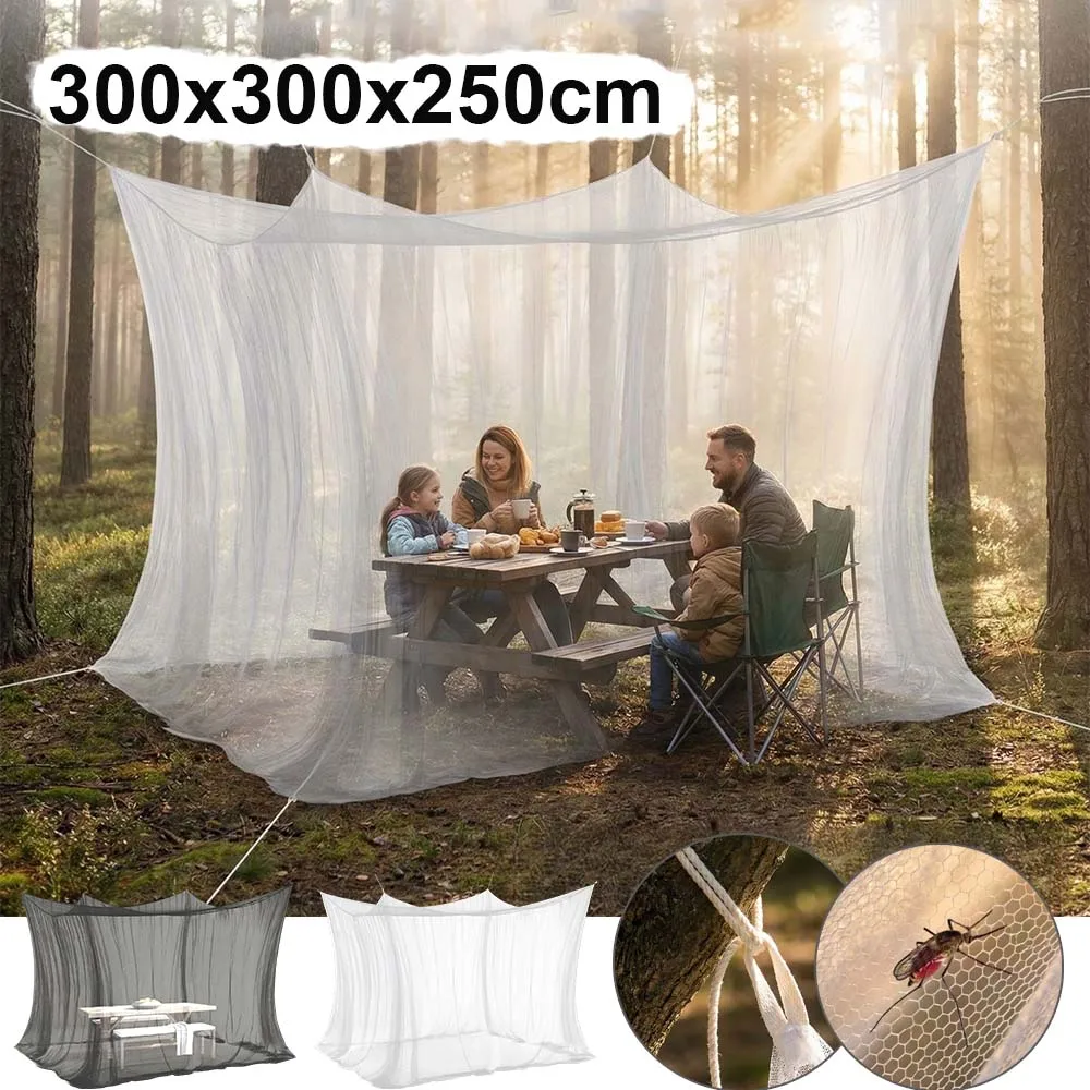 Foldable Square Mosquito Net Portable Lightweight White Black Mesh Outdoor Camping Tent Sleeping Bug Net Mosquitera300x300x250cm