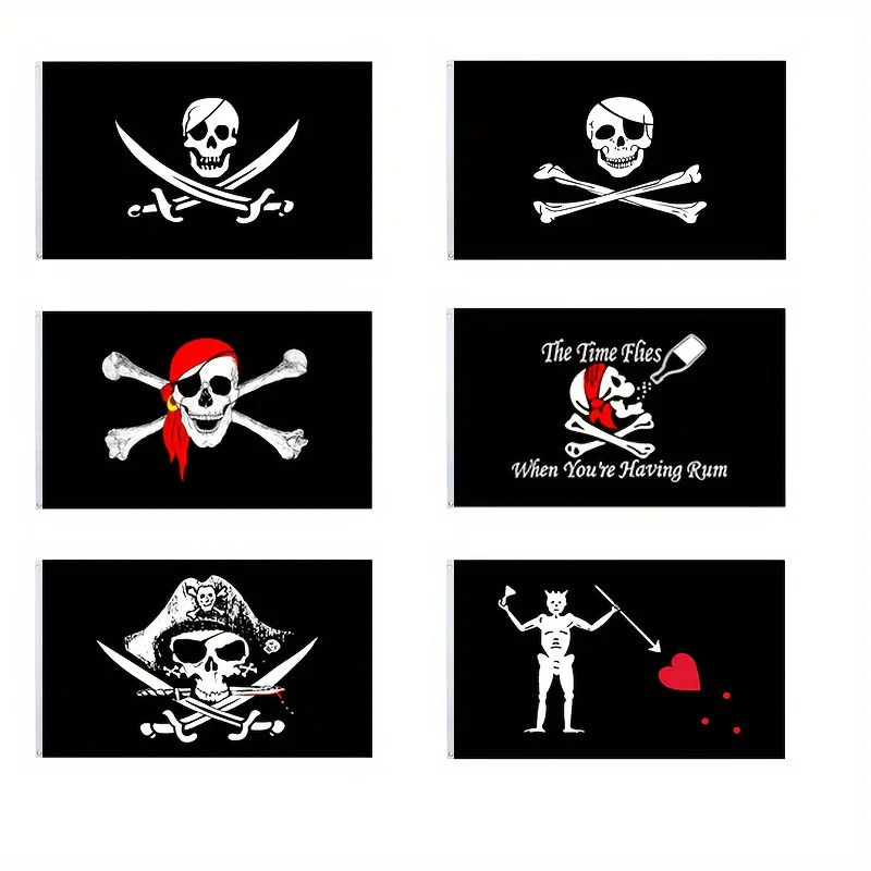 

1pc Flag 3x5ft with Pirate Design - Durable Polyester, Black & White Skull and Crossbones Design, Perfect for Outdoor Festivals