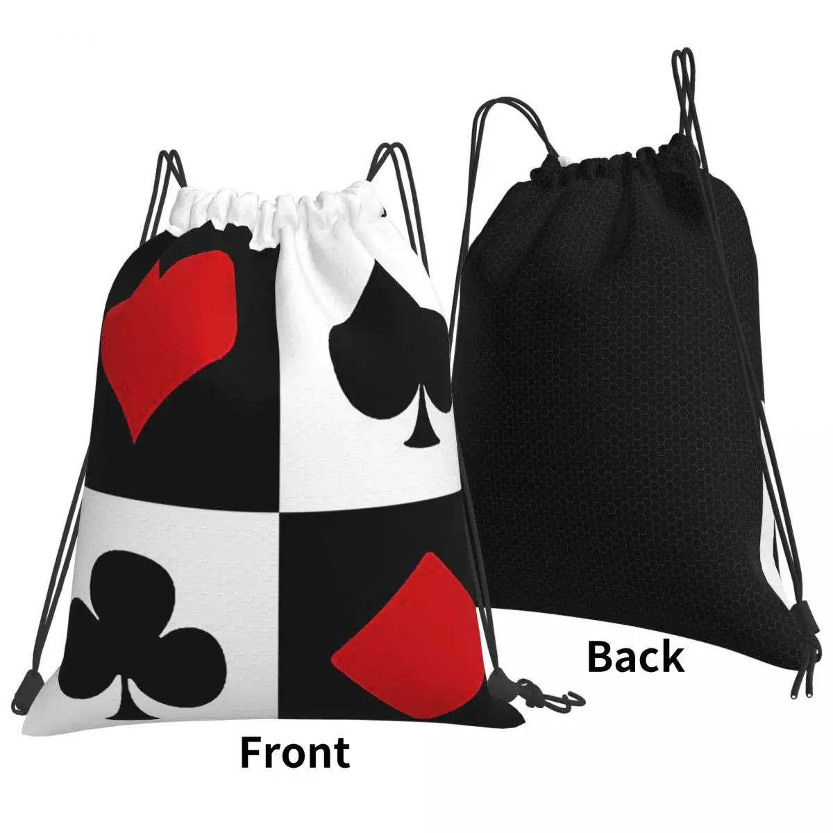 Playing Card Backpacks Portable Drawstring Bags Sports Bag Book Bags for Travel Students