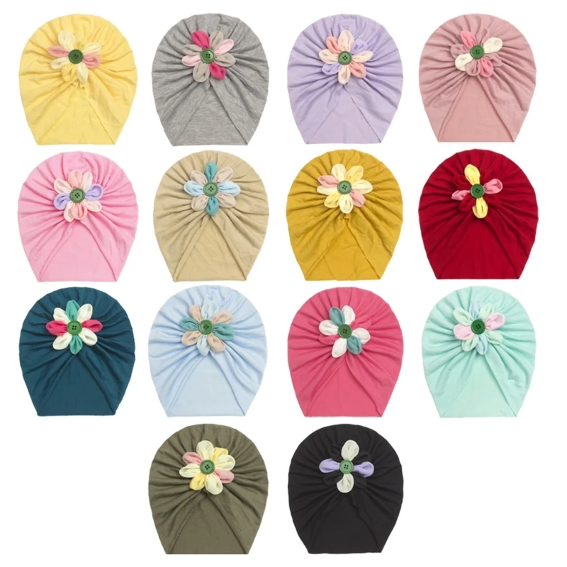 Soft & Comfortable Cotton Turban Hat Foral Pattern Baby Headwrap for Baby Girls