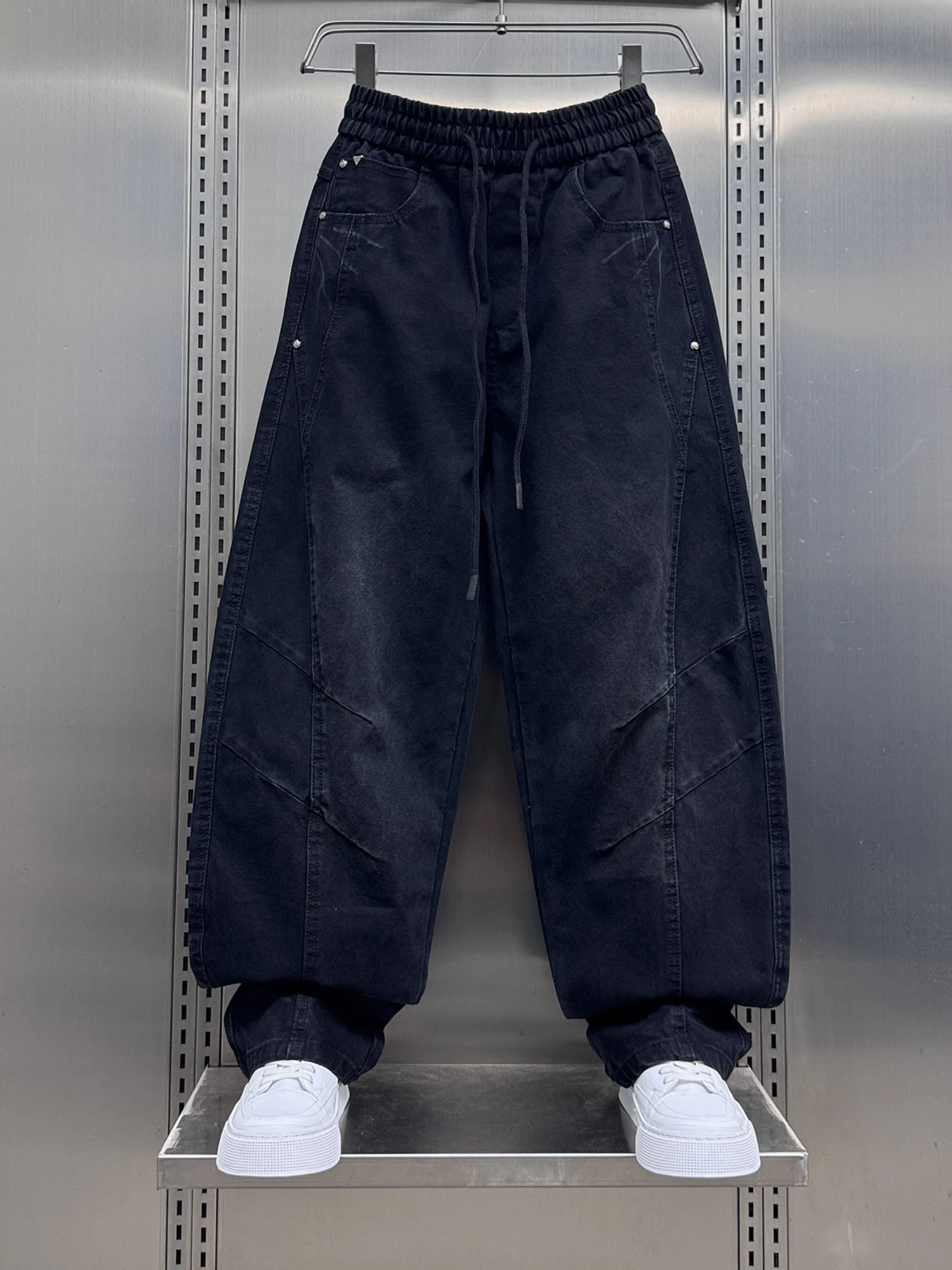 

Retro American Washed Knife Jeans Men Loose Straight Leg Wide Leg Casual Long Trousers Trendy Straight Cut Loose Fit