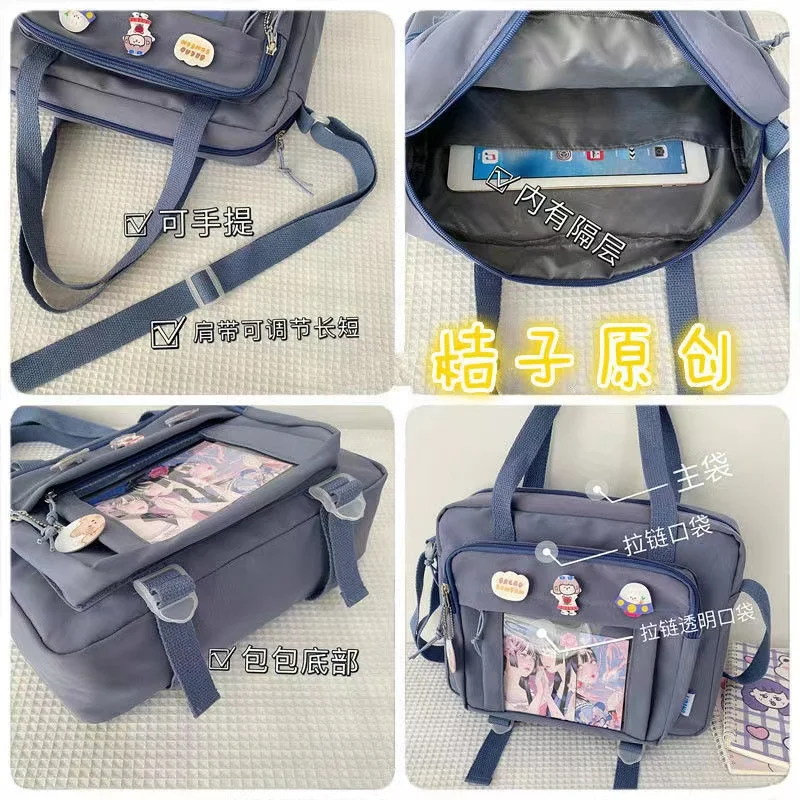 Japanese High School Girls Crossbody Bags Nylon Book Bag Transparent Itabag Women Handbags JK Bag Second Element  Shoulder Bag