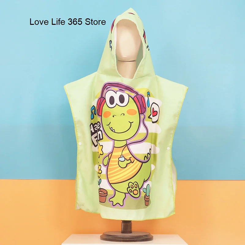 

Microfiber cape bath towel children can wear hooded bathrobe easy to absorb water cartoon printed children's cape