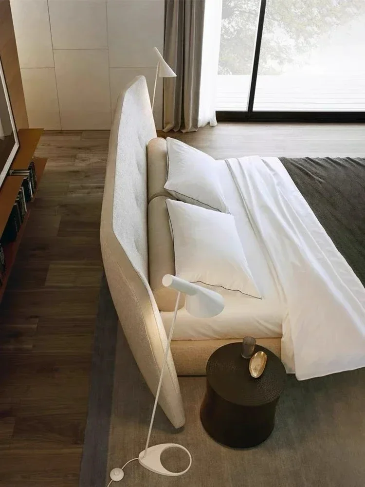 %Italian Style King/Queen Size Bed Frame Bedroom Household Furniture Creative Minimalist Bed For Villa Modern Designer Double Be