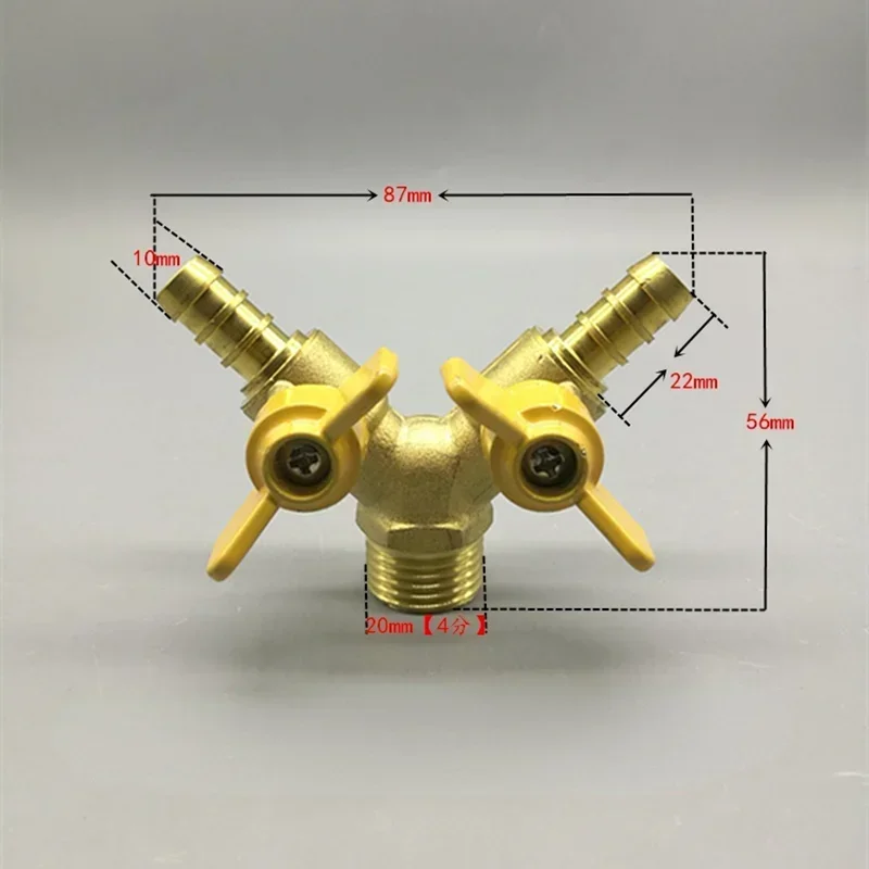 6 8 10 12mm Hose Barb Y Type Three 3 Way Brass Shut Off Ball Valve Pipe Fitting Connector Adapter For Fuel Gas Water Oil Air