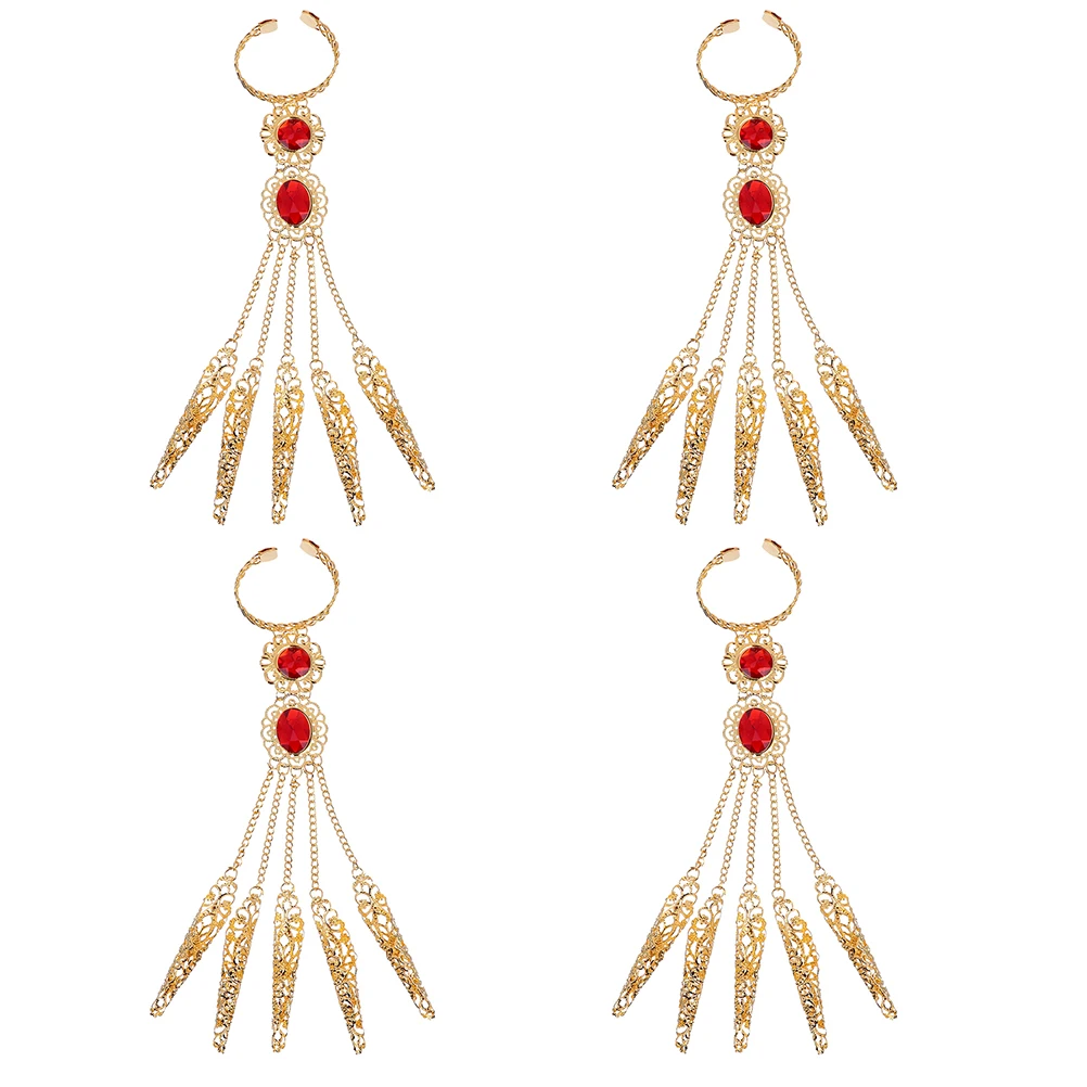 

4Pcs Dance Bracelet for Belly Costume Golden Egyptian Jewelry with Nail Ornament Flexible Fit Sturdy Alloy Material Gift