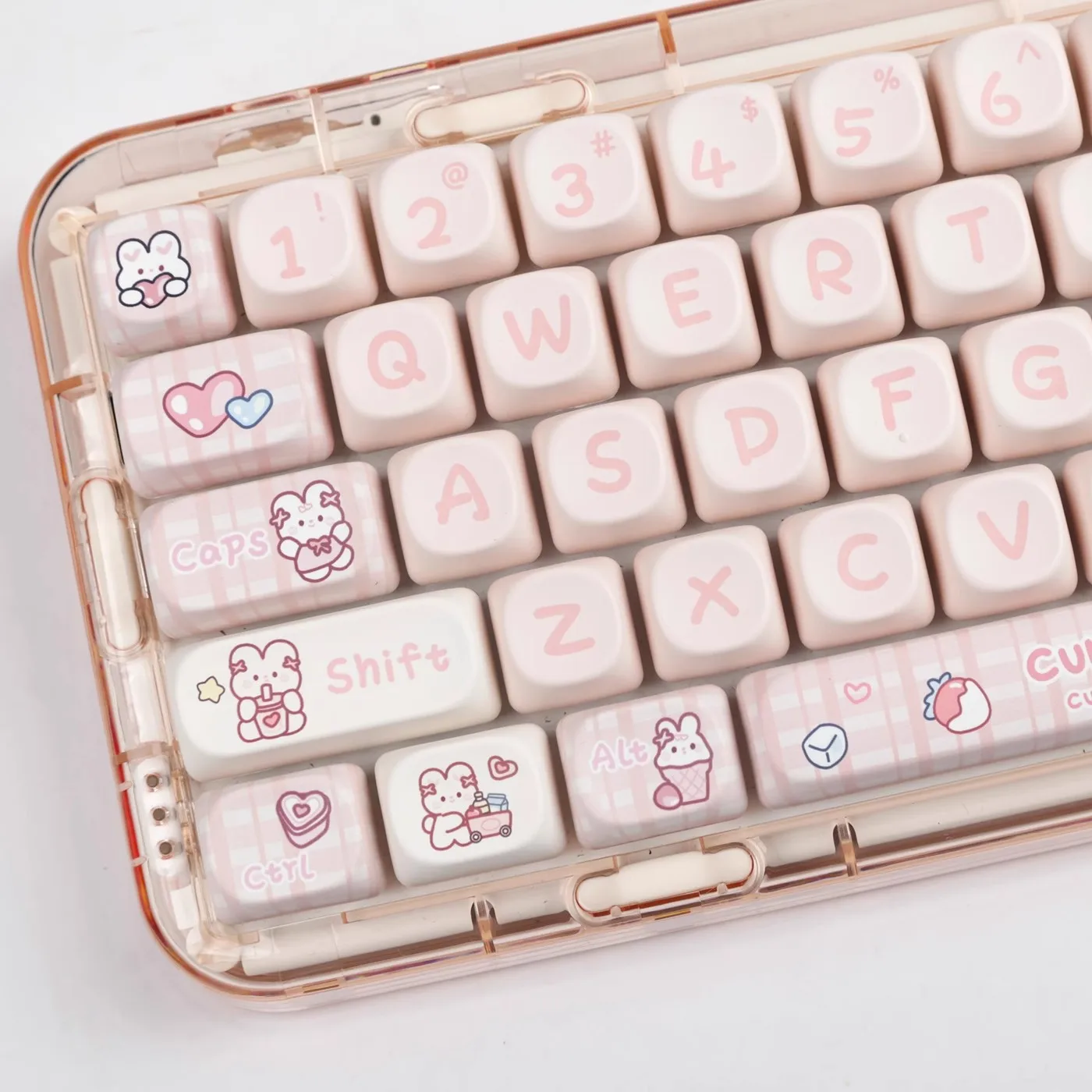 

1 Set Snacking Cute Rabbit Keycaps PBT Dye Sublimation Key Caps MOA Profile Keycap For MX Switch Mechanical Keyboard 61 75 96 98