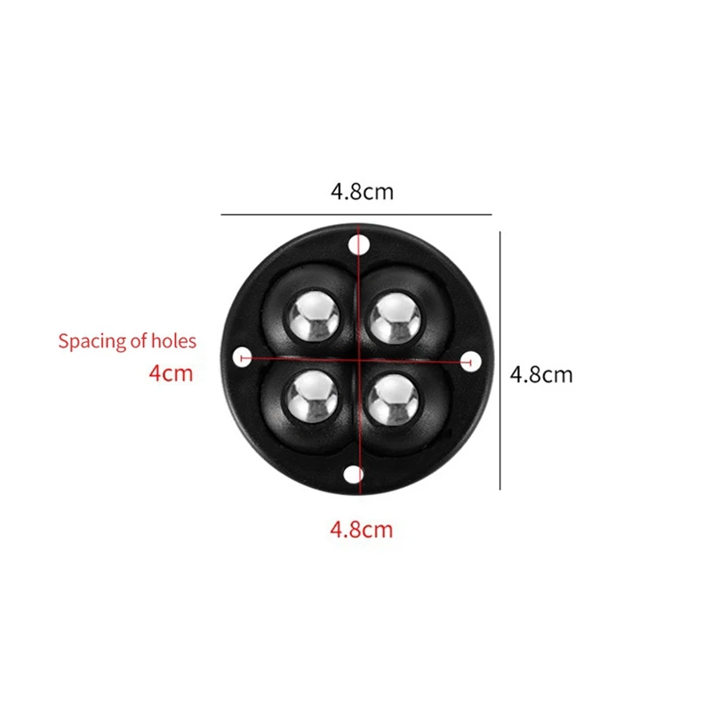 8Pcs Self Adhesive Ball Universal Wheel 4 Beads Stainless Steel Pulley Base For Furniture Bedside Table Base