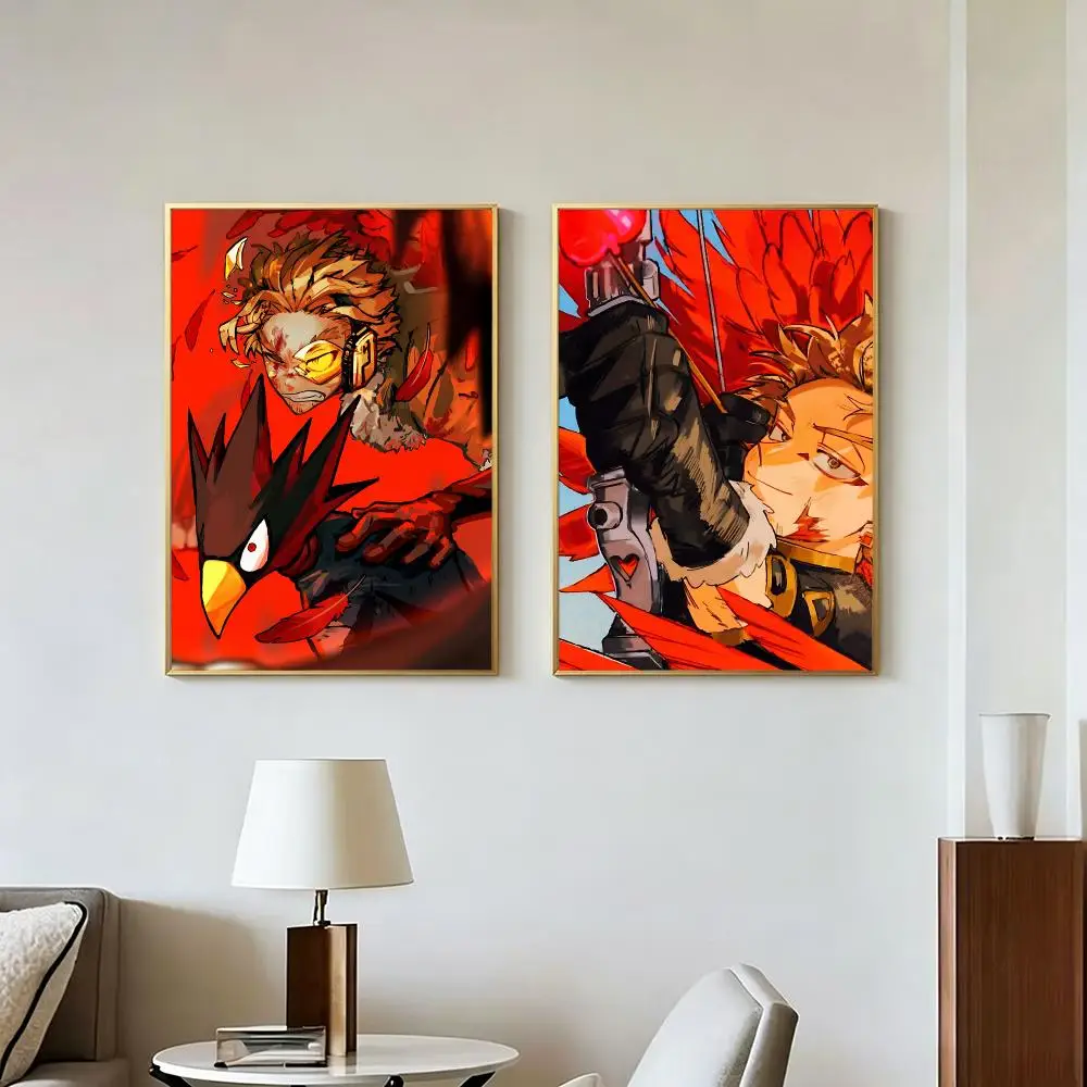 Anime MHA Hawks Poster Peel And Stick Wall Art Self Adhesive PP Waterproof Wall Decor Living Room Bedroom Gift