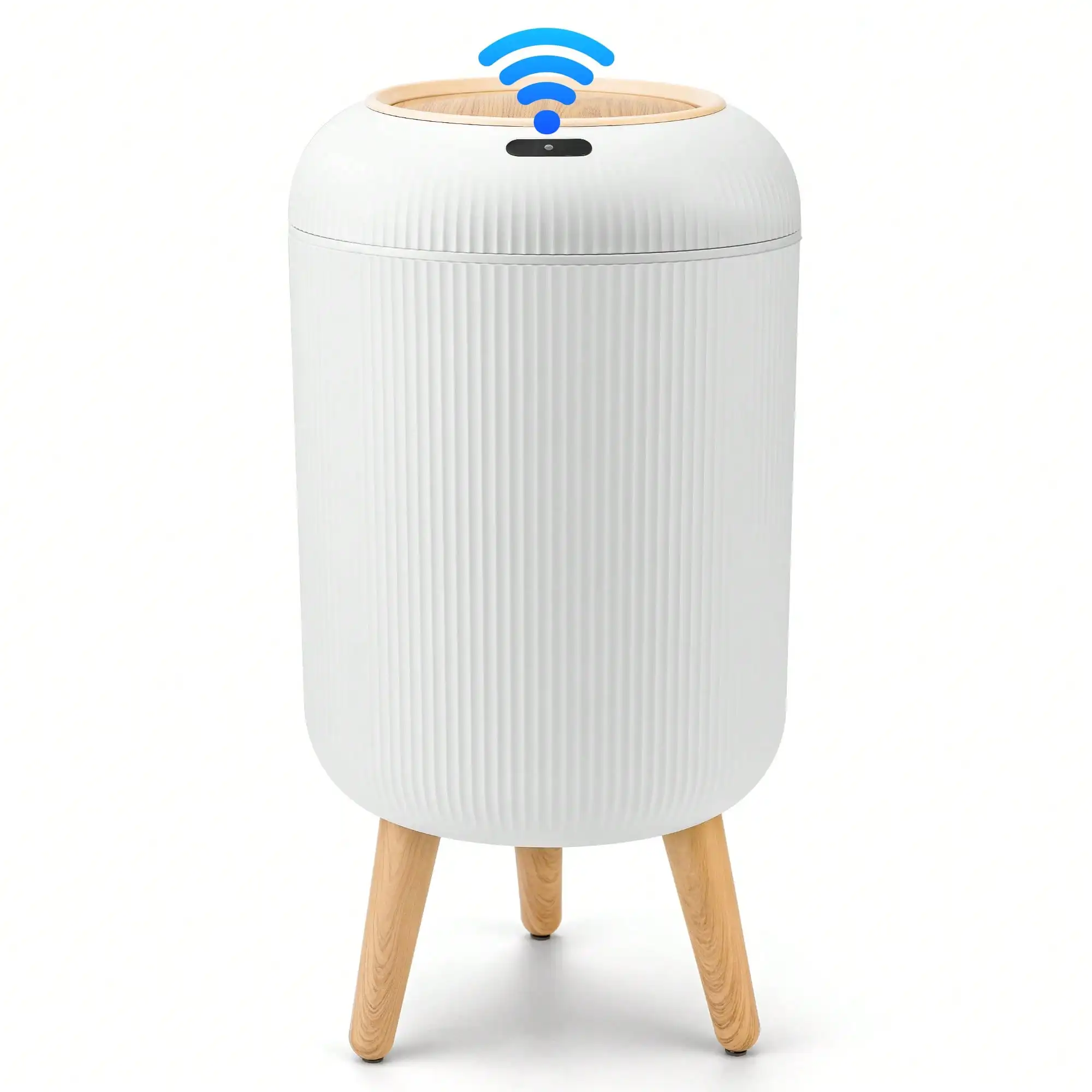 Motion Sensor Trash Can with Lid, Touchless Automatic Waterproof Garbage Bin, Plastic Waste Basket for Kitchen, Bathroom, Office & Outdoor, White