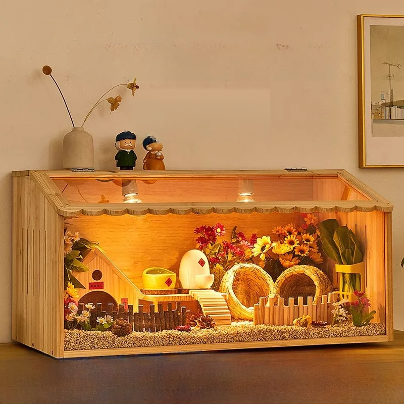 Rabbit Coop Chicken Cage Pet Quail Breeding Box Thermal Insulation Chicken Nursery Home Pet Scenery Special Wooden Acrylic Door