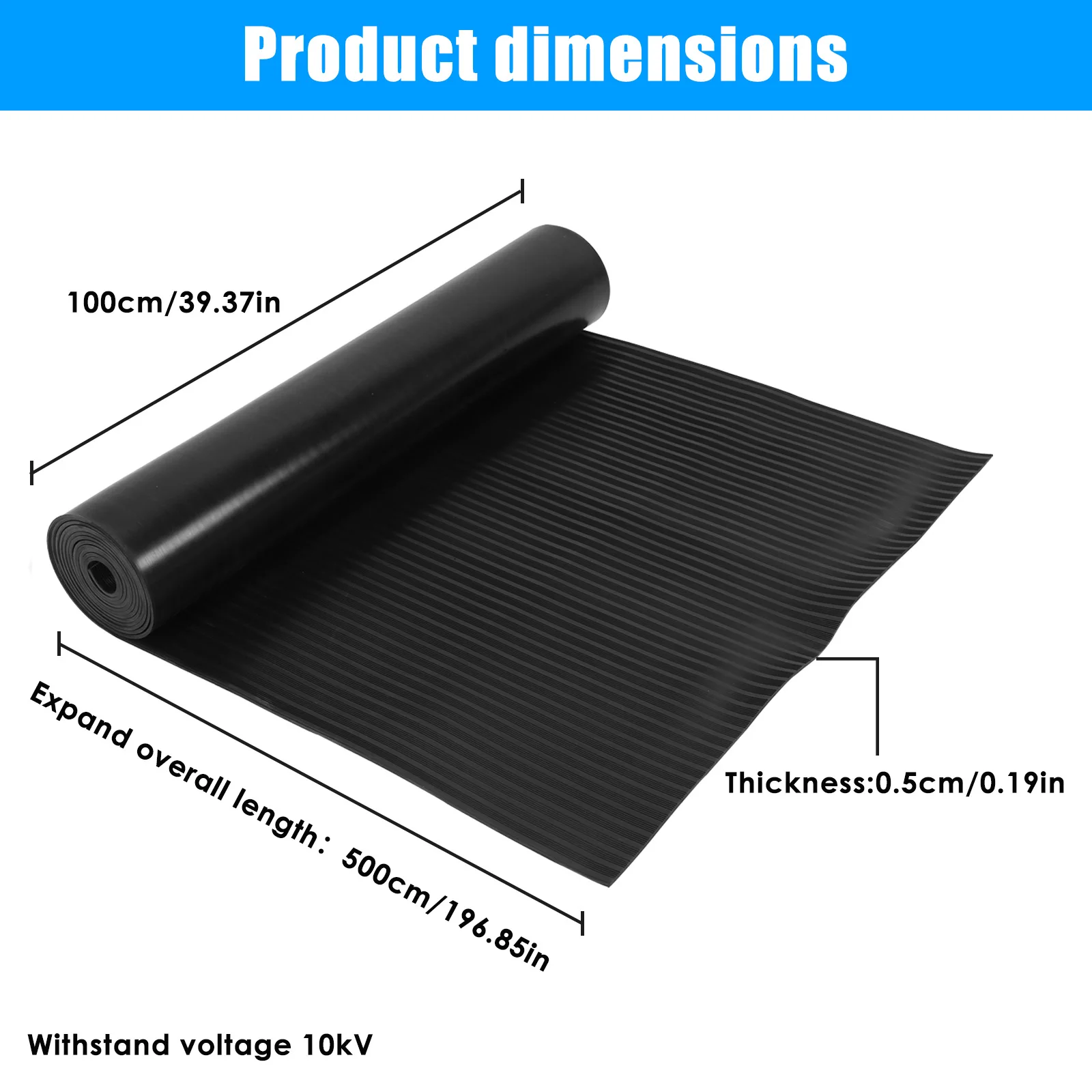 Tapis isolant pour tableau de bord, 16,4 pieds, 10KV, haute tension, résistant à la chaleur, pour espaces de travail commerciaux à domicile