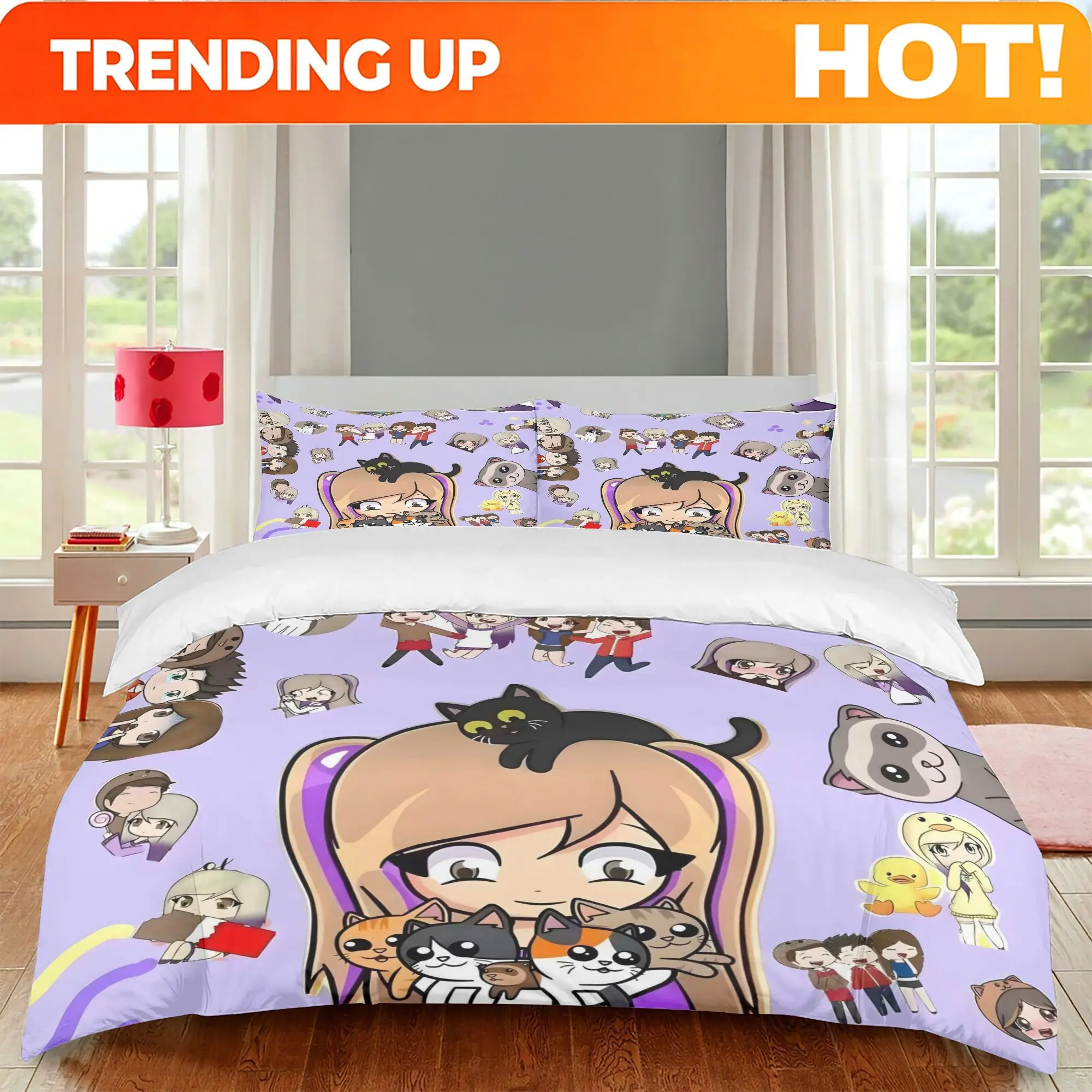 Customize Lyna Vallejos 3pcs bedding set with duvet cover and pillow shams brings coordinated style and a fresh look to any bedr