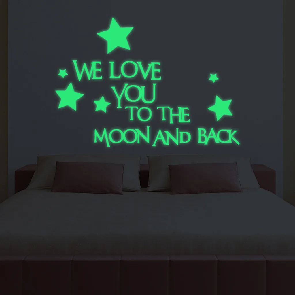 We Star Luminous To Stickers And Back You In Glow The 3d Dark Moon Love The Wall Mirror Tiles For Wall Adhesive Cool Wall Decor