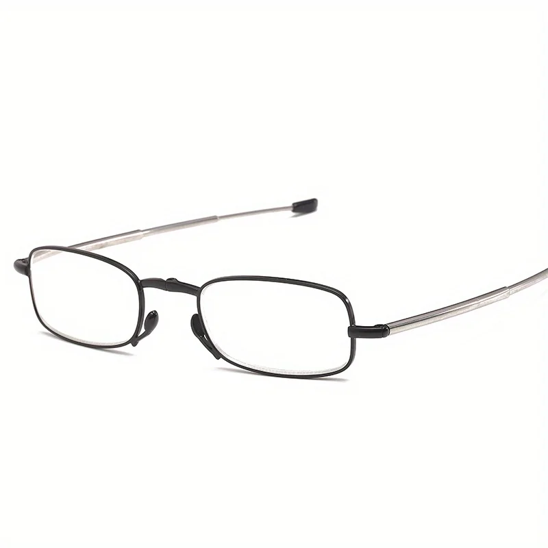 Men\'s Reading Glasses Foldable Glasses with Zipper Bag Metal Frame  Blue Light Resistant Glasses Prescription Glasses +100 +400