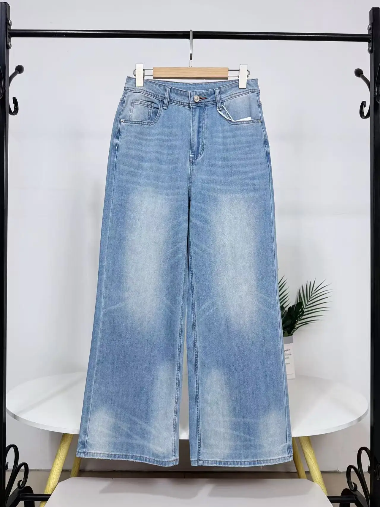 

Nordic Style High Waist Wide Leg Jeans Women's Spring Summer Washed Loose Slimming Casual Straight Long Pants