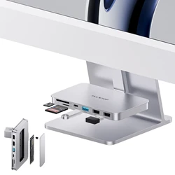 PULWTOP USB C Hub with NVMe SATA SSD Enclosure for iMac 24 inch M1/M3/M4, iMac Hub with USB A/C 10Gbps, USB A 2.0, SD/TF