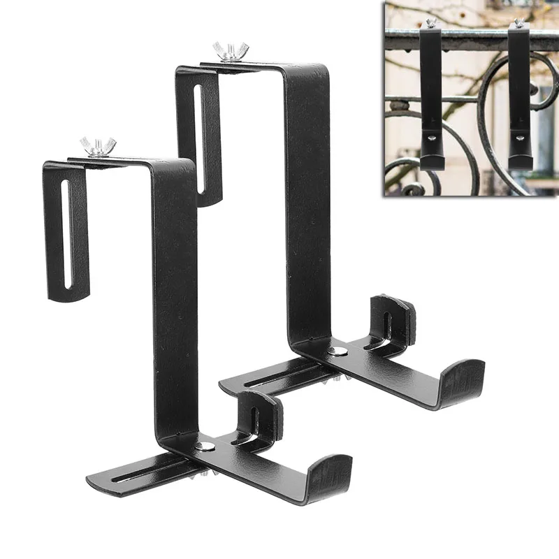 2 Pcs Hook Flower Pot Hanger Flowerpot Suspension Railing Heavy-duty Wall-mounted Bracket Hangers Metal Hanging Stable Stand