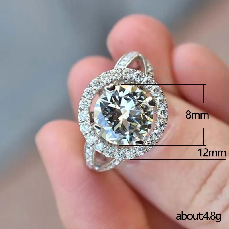 

925 Sterling Silver Ring AAA Austria Crystal Wedding Rings for Bridal Christmas Women Jewelry Engagement Rings Silver Jewelry